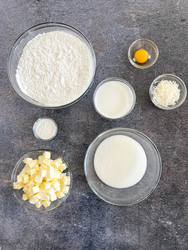 Ingredients for arrowroot biscuits 
